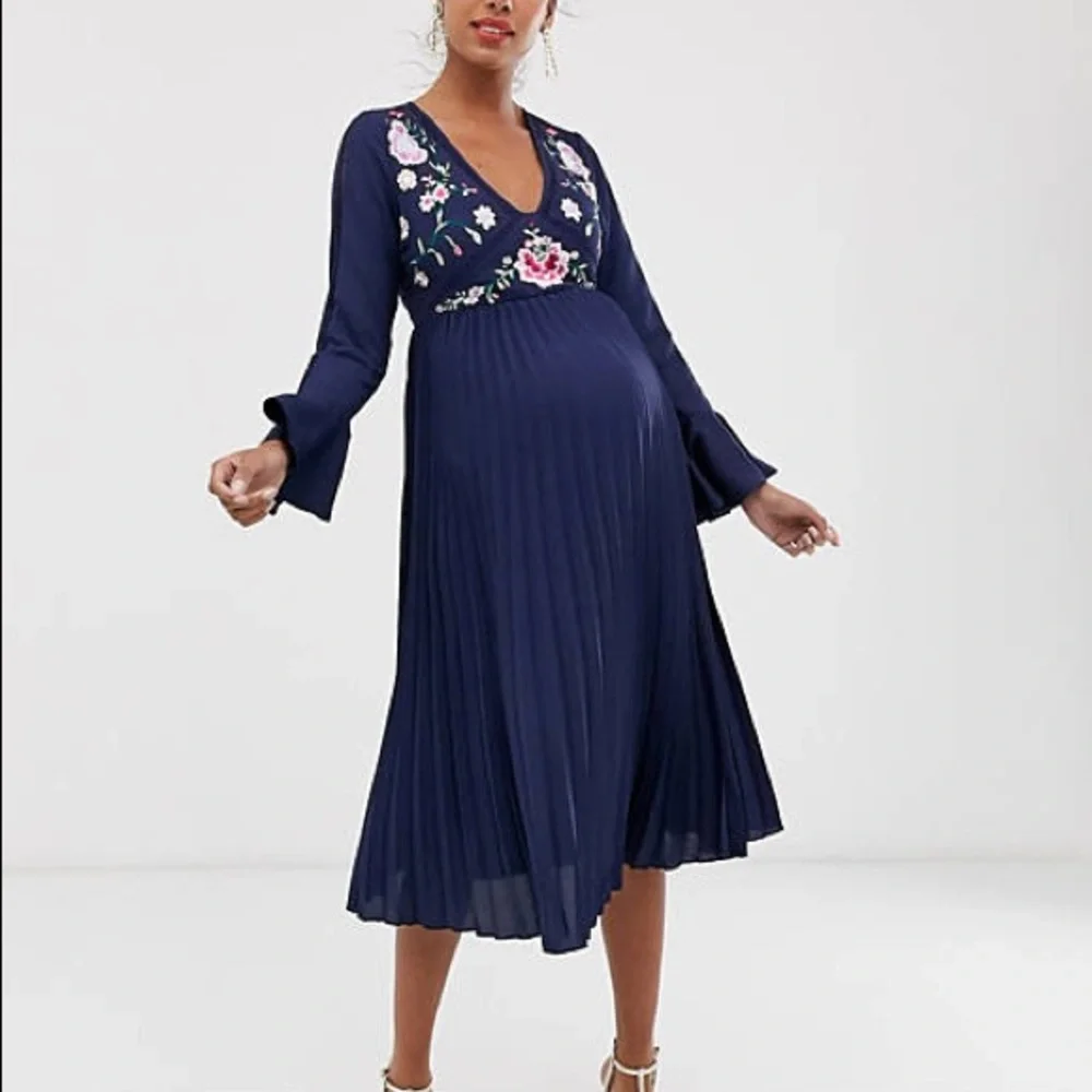 ASOS Maternity Navy Floral Midi Dress - Picture 1 of 9